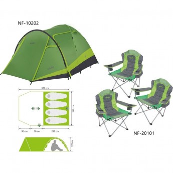 Комплект NORFIN: палатка 4-х местная RUDD 3+1 NF + 3 складных кресла RAUMA