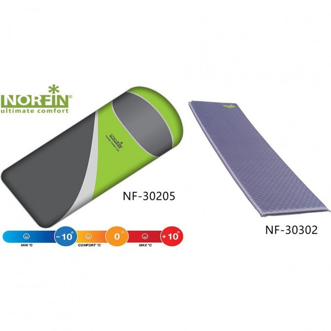 Комплект NORFIN: спальный мешок-одеяло SCANDIC COMFORT и самонадувающийся коврик ATLANTIC NF-30205K1